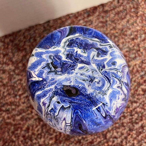 Multi-Color Pour Painted Glass Vase with Resin Topcoat - Handmade - Picture 6 of 10